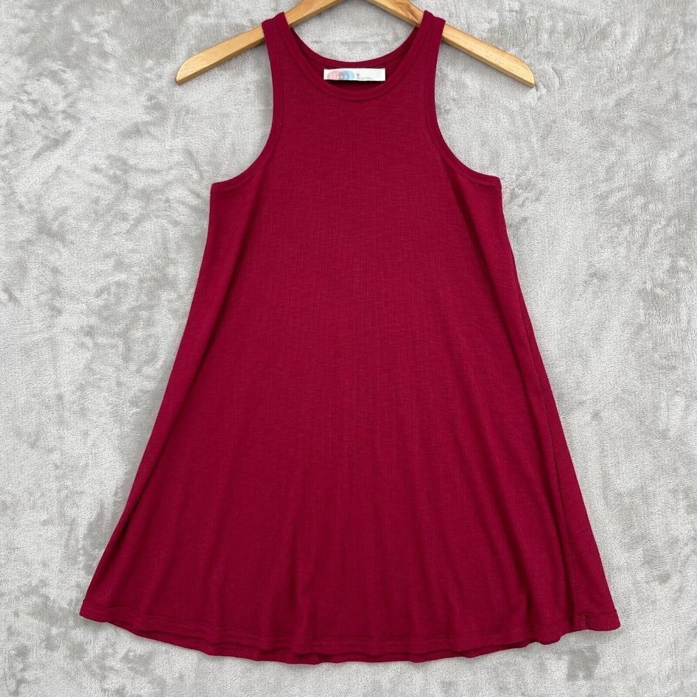 Free People La Nite Swing Burgundy Ribbed Mini Tank Dress Boho 90s
